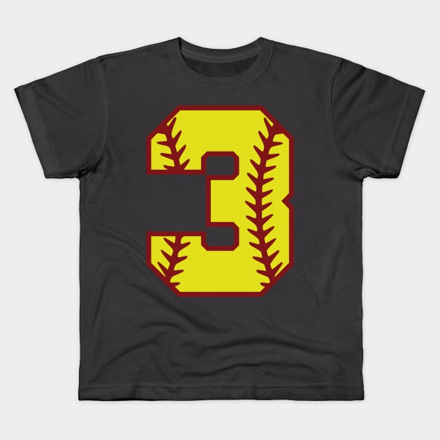 Jersey Number 3 Fastpitch Softball Mom or Dad Sports design Kids T-Shirt by nikkidawn74